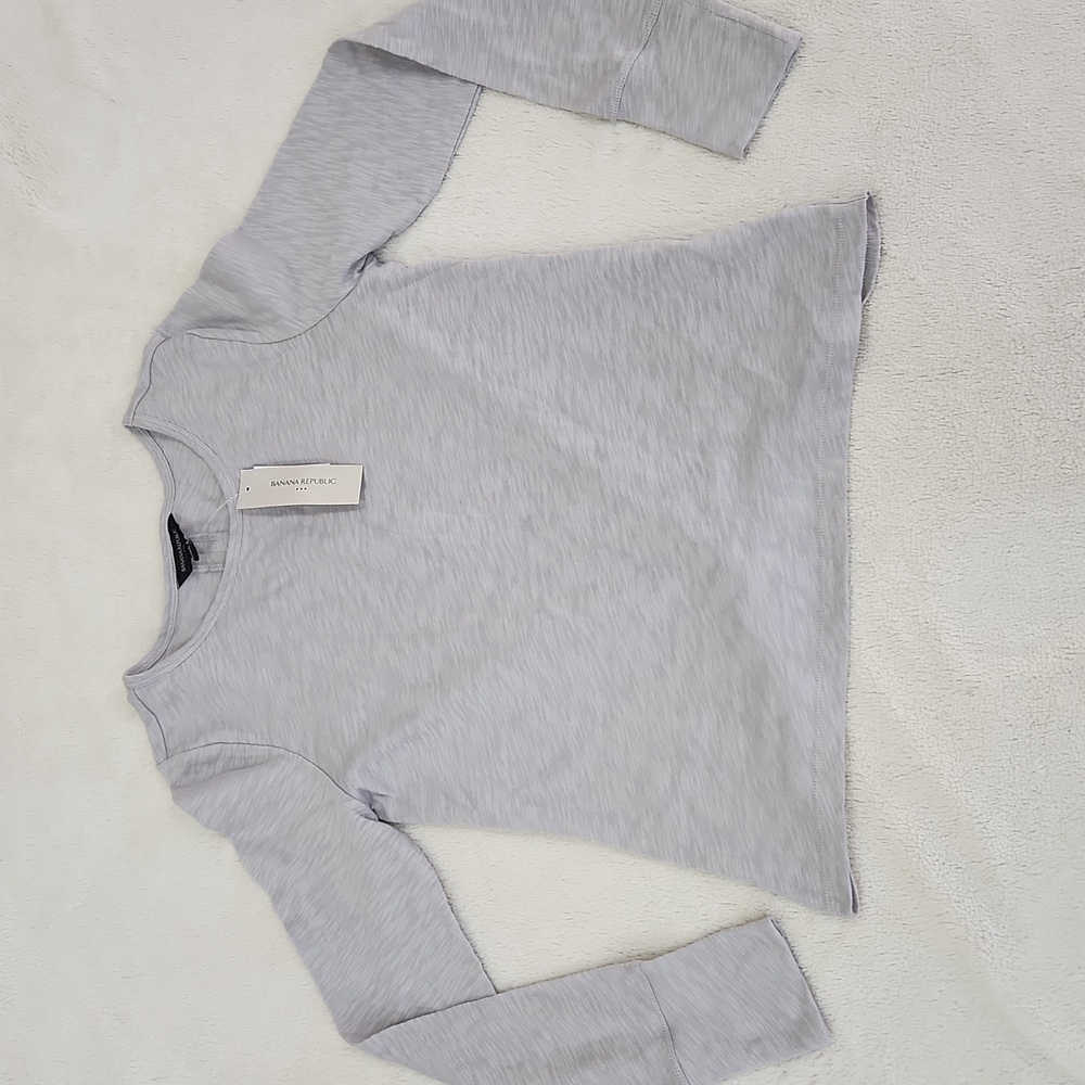 NEW Banana Republic Gray Silver Long Sleeve Active Slub Shirt Twist Back Medium